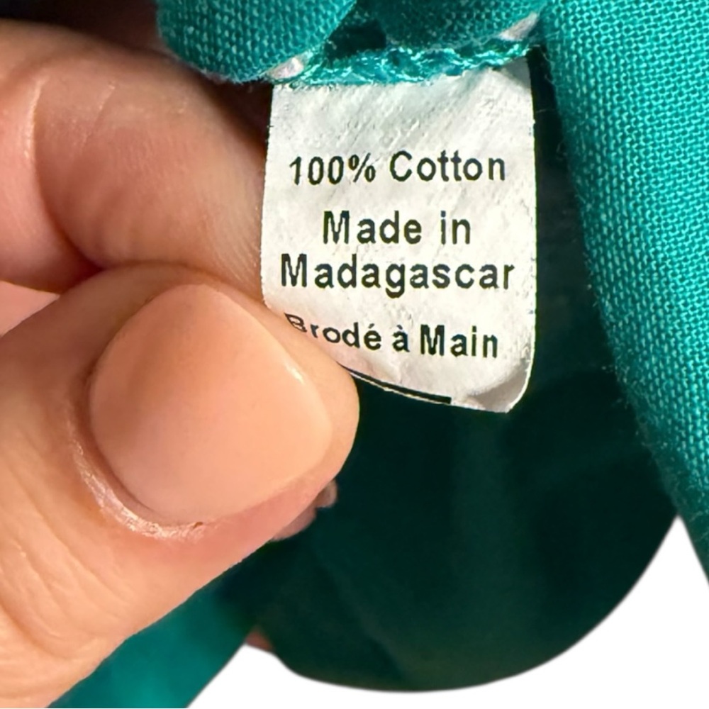Charlotte Sy Dimby Paris Hand Smocked Teal Heirloom Dress 3A Toddler - Picture 10 of 11